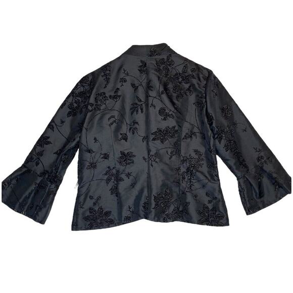 Beaded Embroidery Satin Velvet Evening Jacket XL Formal Party Dark Elegance Y2K - Picture 3 of 9